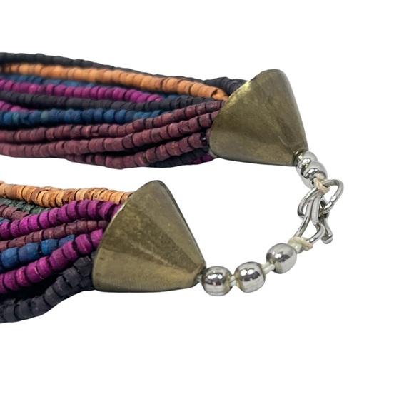 VTG Multi Strand Seed Beaded Multi Colored Boho Necklace - Picture 6 of 15